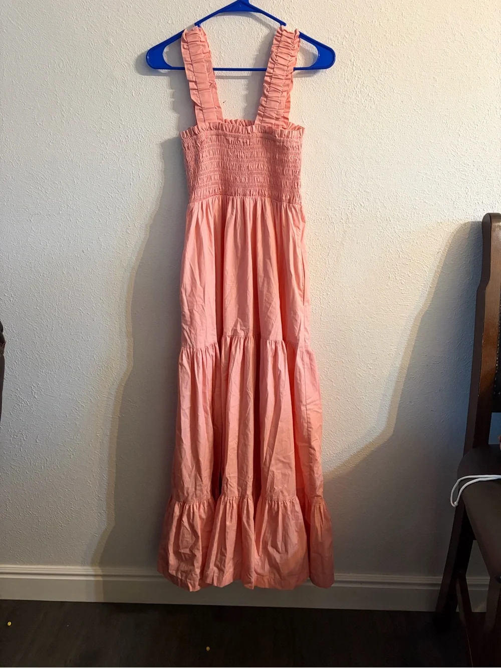 Abercrombie & Fitch Coral Pink Smocked Maxi Dress